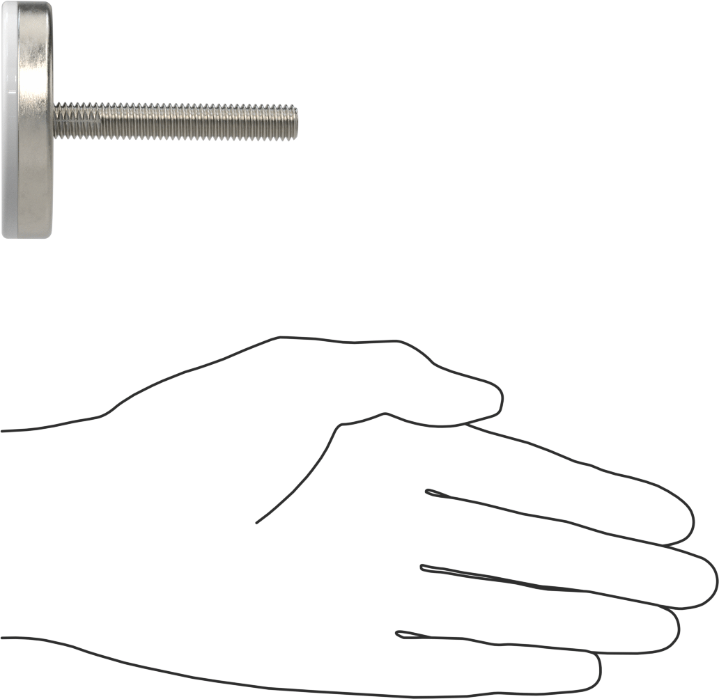 Naylon Yastıklı 303 Paslanmaz Çelik Sert Seviyeleme Montaj Parçası, 2“ Uzunlukta 3/8”-16 Dişli Saplama, 2-3/8 inç Taban Çapı