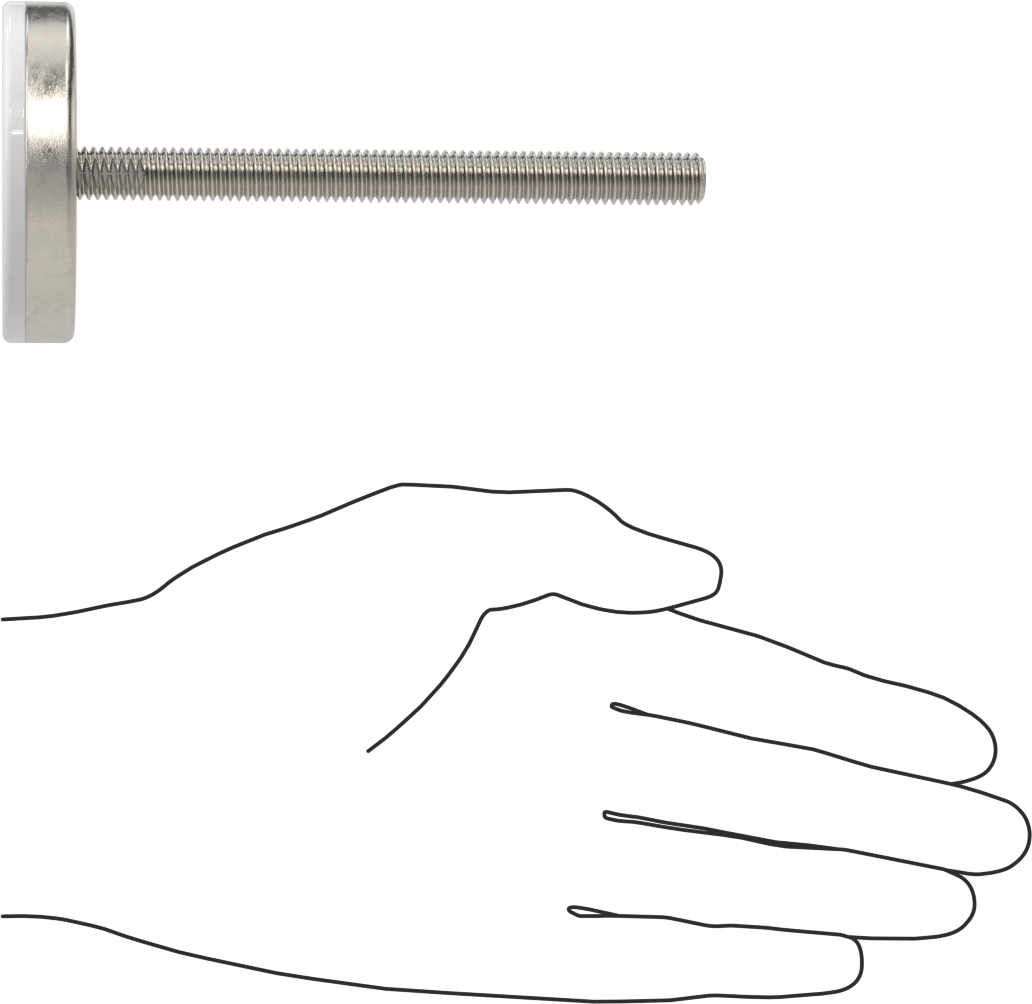 Naylon Yastıklı 303 Paslanmaz Çelik Sert Seviyeleme Montaj Parçası, 4“ Uzunlukta 3/8”-16 Dişli Saplama, 2-3/8 inç Taban Çapı