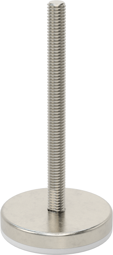 Naylon Yastıklı 303 Paslanmaz Çelik Sert Seviyeleme Montaj Parçası, 4“ Uzunlukta 3/8”-16 Dişli Saplama, 2-3/8 inç Taban Çapı
