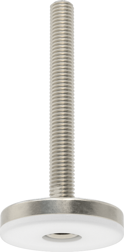 Naylon Yastıklı 303 Paslanmaz Çelik Sert Seviyeleme Montaj Parçası, 4“ Uzunluk 1/2”-13 Dişli Saplama, 2-3/8 inç Taban Çapı