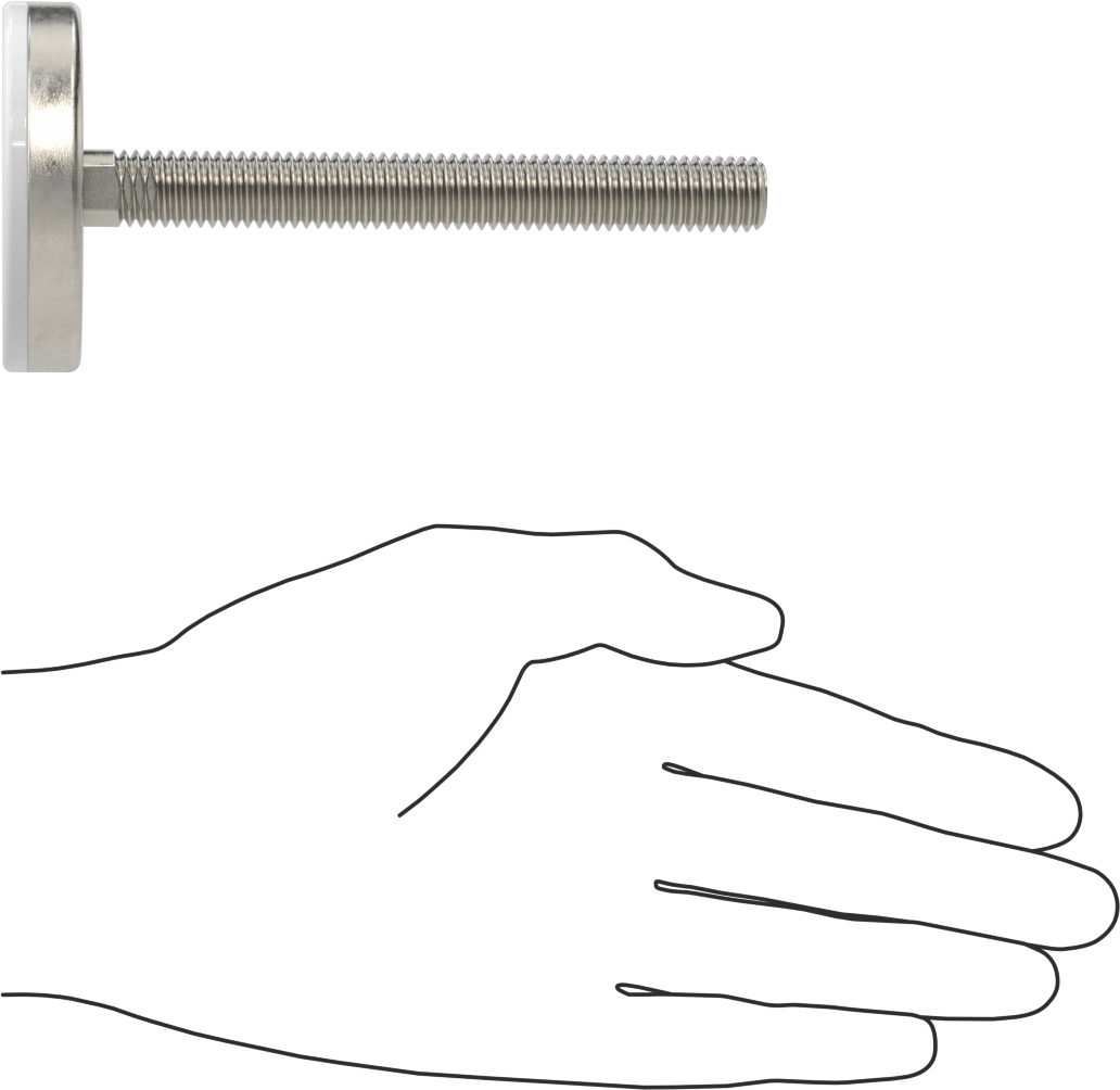 Naylon Yastıklı 303 Paslanmaz Çelik Sert Seviyeleme Montaj Parçası, 4“ Uzunluk 1/2”-13 Dişli Saplama, 2-3/8 inç Taban Çapı