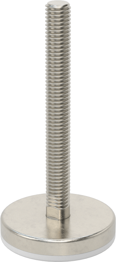 Naylon Yastıklı 303 Paslanmaz Çelik Sert Seviyeleme Montaj Parçası, 4“ Uzunluk 1/2”-13 Dişli Saplama, 2-3/8 inç Taban Çapı