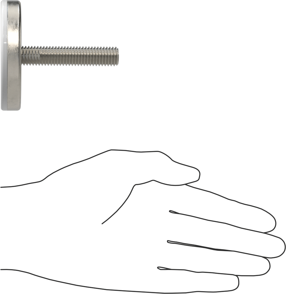 Naylon Yastıklı 303 Paslanmaz Çelik Sert Seviyeleme Montaj Parçası, 2“ Uzunlukta 1/2”-13 Dişli Saplama, 2-3/4" Taban Çapı