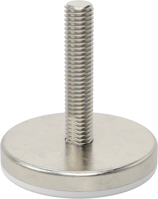 Naylon Yastıklı 303 Paslanmaz Çelik Sert Seviyeleme Montaj Parçası, 2“ Uzunlukta 1/2”-13 Dişli Saplama, 2-3/4" Taban Çapı