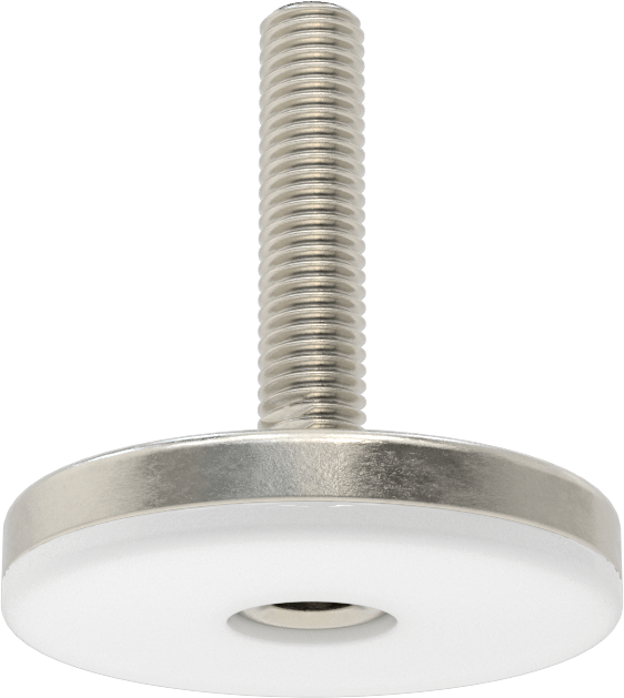 Naylon Yastıklı 303 Paslanmaz Çelik Sert Seviyeleme Montaj Parçası, 2“ Uzunlukta 1/2”-13 Dişli Saplama, 2-3/4" Taban Çapı