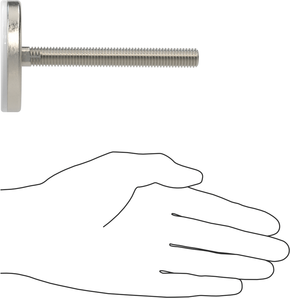 Naylon Yastıklı 303 Paslanmaz Çelik Sert Seviyeleme Montaj Parçası, 4“ Uzunluk 1/2”-13 Dişli Saplama, 2-3/4" Taban Çapı