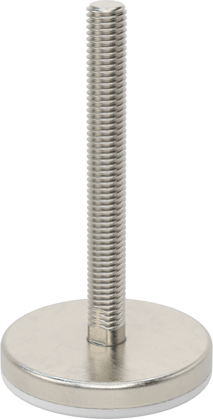 Naylon Yastıklı 303 Paslanmaz Çelik Sert Seviyeleme Montaj Parçası, 4“ Uzunluk 1/2”-13 Dişli Saplama, 2-3/4" Taban Çapı