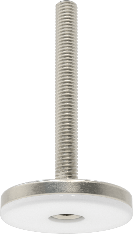 Naylon Yastıklı 303 Paslanmaz Çelik Sert Seviyeleme Montaj Parçası, 4“ Uzunluk 1/2”-13 Dişli Saplama, 2-3/4" Taban Çapı