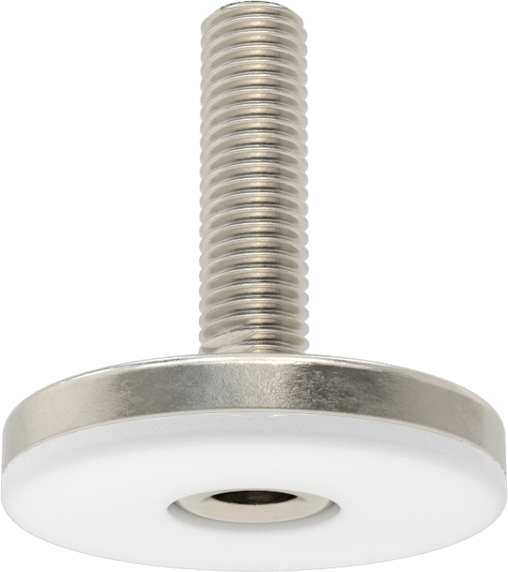 Naylon Yastıklı 303 Paslanmaz Çelik Sert Seviyeleme Montaj Parçası, 2“ Uzunlukta 5/8”-11 Dişli Saplama, 2-3/4" Taban Çapı
