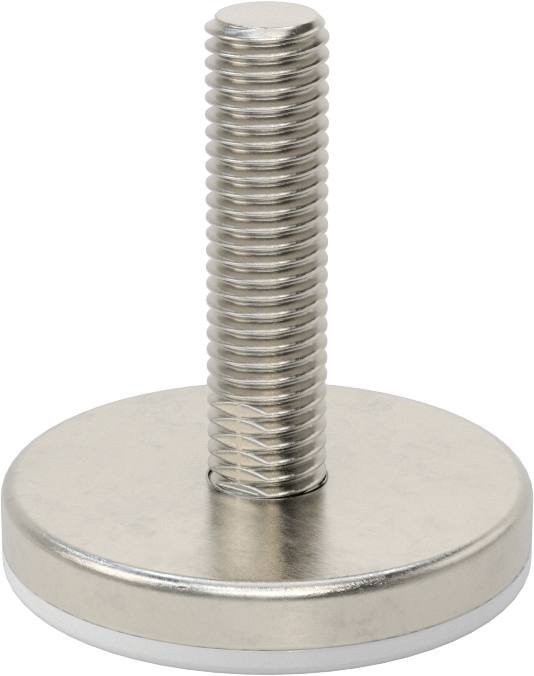 Naylon Yastıklı 303 Paslanmaz Çelik Sert Seviyeleme Montaj Parçası, 2“ Uzunlukta 5/8”-11 Dişli Saplama, 2-3/4" Taban Çapı