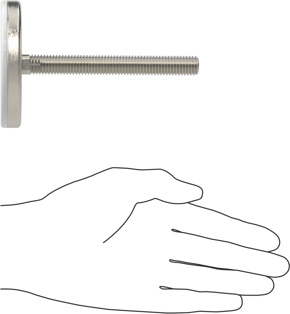 Naylon Yastıklı 303 Paslanmaz Çelik Sert Seviyeleme Montaj Parçası, 4“ Uzunluk 1/2”-13 Dişli Saplama, 3-3/16" Taban Çapı