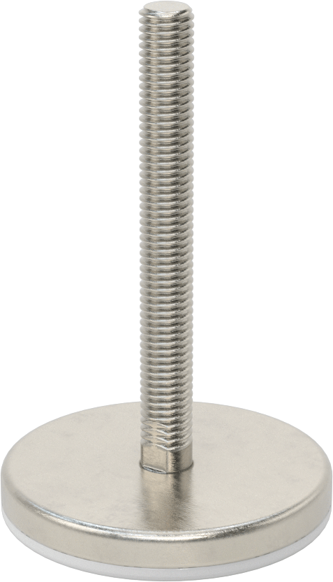 Naylon Yastıklı 303 Paslanmaz Çelik Sert Seviyeleme Montaj Parçası, 4“ Uzunluk 1/2”-13 Dişli Saplama, 3-3/16" Taban Çapı