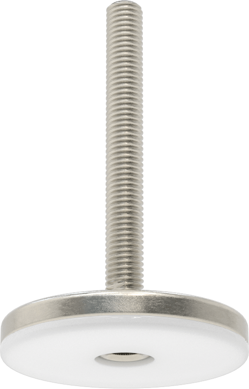 Naylon Yastıklı 303 Paslanmaz Çelik Sert Seviyeleme Montaj Parçası, 4“ Uzunluk 1/2”-13 Dişli Saplama, 3-3/16" Taban Çapı