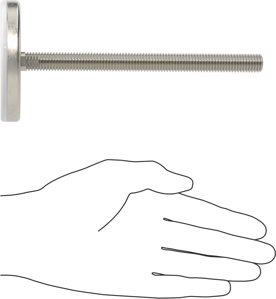 Naylon Yastıklı 303 Paslanmaz Çelik Sert Seviyeleme Montaj Parçası, 6“ Uzunluk, 1/2”-13 Dişli Saplama, 3-3/16" Taban Çapı