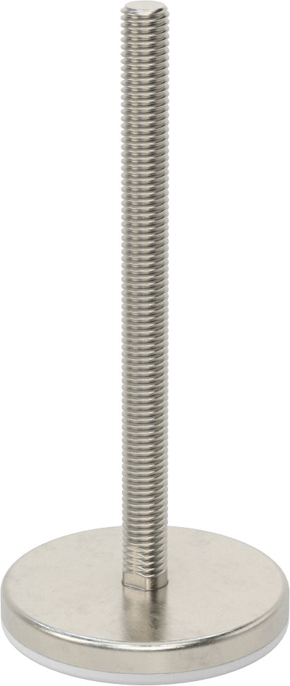 Naylon Yastıklı 303 Paslanmaz Çelik Sert Seviyeleme Montaj Parçası, 6“ Uzunluk, 1/2”-13 Dişli Saplama, 3-3/16" Taban Çapı