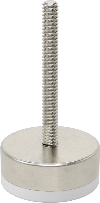 Naylon Yastıklı 303 Paslanmaz Çelik Sert Seviyeleme Montaj Parçası, 1-1/2" Uzunlukta 10-24 Dişli Saplama, 1-3/16" Taban Çapı