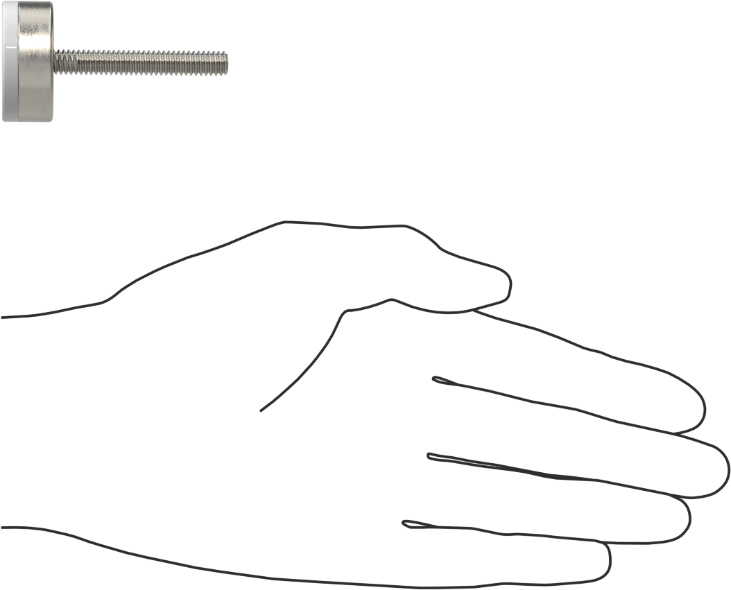 Naylon Yastıklı 303 Paslanmaz Çelik Sert Seviyeleme Montaj Parçası, 1-1/2“ Uzunlukta 1/4”-20 Dişli Saplama, 1-3/16" Taban Çapı