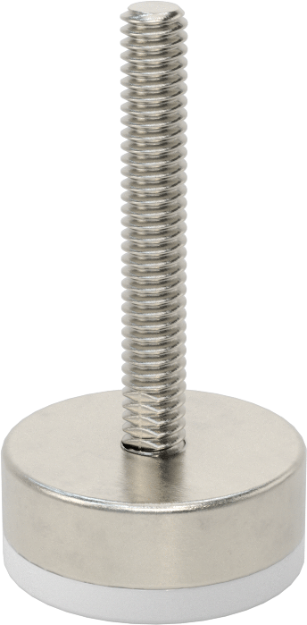 Naylon Yastıklı 303 Paslanmaz Çelik Sert Seviyeleme Montaj Parçası, 1-1/2“ Uzunlukta 1/4”-20 Dişli Saplama, 1-3/16" Taban Çapı