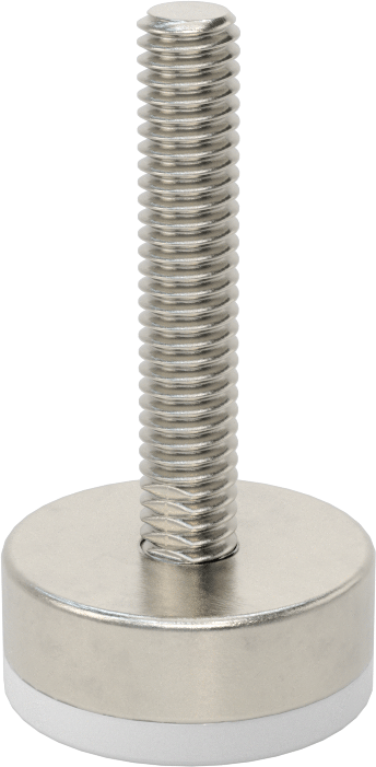 Naylon Yastıklı 303 Paslanmaz Çelik Sert Seviyeleme Montaj Parçası, 1-1/2“ Uzunluk 5/16”-18 Dişli Saplama, 1-3/16" Taban Çapı