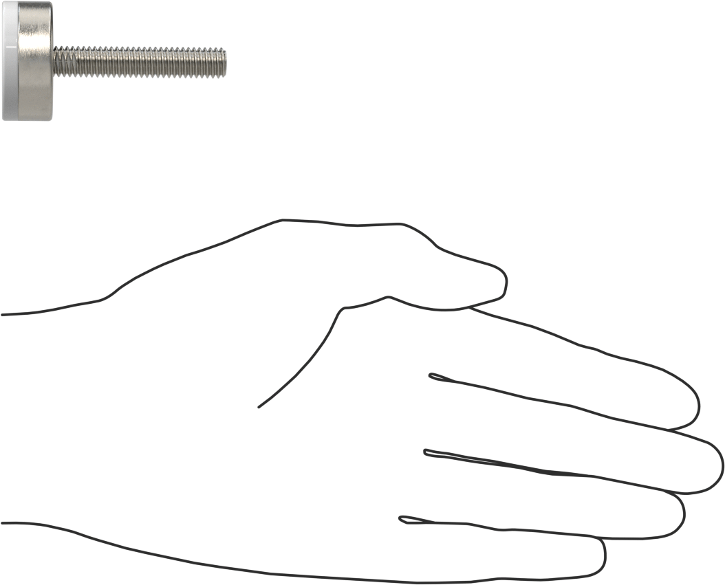 Naylon Yastıklı 303 Paslanmaz Çelik Sert Seviyeleme Montaj Parçası, 1-1/2“ Uzunluk 5/16”-18 Dişli Saplama, 1-3/16" Taban Çapı