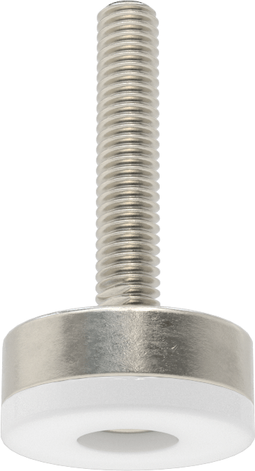 Naylon Yastıklı 303 Paslanmaz Çelik Sert Seviyeleme Montaj Parçası, 1-1/2“ Uzunluk 5/16”-18 Dişli Saplama, 1-3/16" Taban Çapı