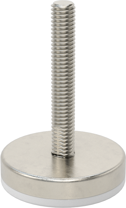 Naylon Yastıklı 303 Paslanmaz Çelik Sert Seviyeleme Montaj Parçası, 2“ Uzunlukta 3/8”-16 Dişli Saplama, 2" Taban Çapı