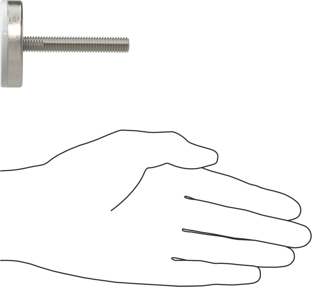 Naylon Yastıklı 303 Paslanmaz Çelik Sert Seviyeleme Montaj Parçası, 2“ Uzunlukta 3/8”-16 Dişli Saplama, 2" Taban Çapı