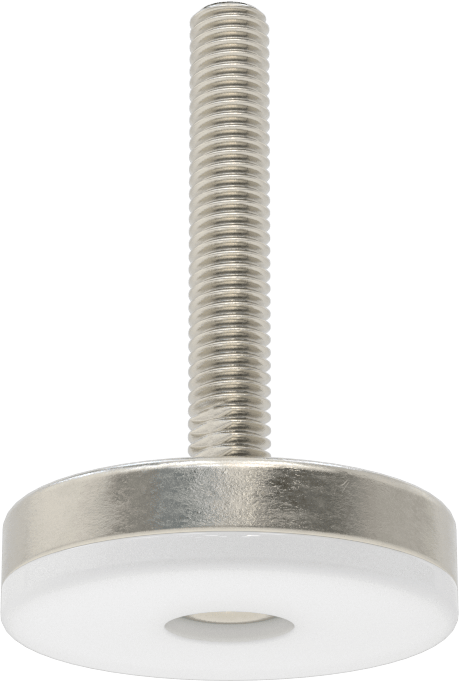 Naylon Yastıklı 303 Paslanmaz Çelik Sert Seviyeleme Montaj Parçası, 2“ Uzunlukta 3/8”-16 Dişli Saplama, 2" Taban Çapı