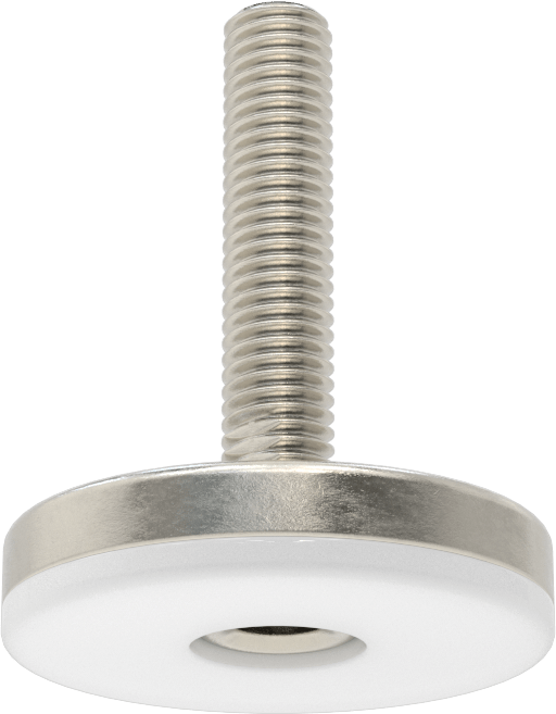 Naylon Yastıklı 303 Paslanmaz Çelik Sert Seviyeleme Montaj Parçası, 2“ Uzunlukta 1/2”-13 Dişli Saplama, 2-3/8 inç Taban Çapı