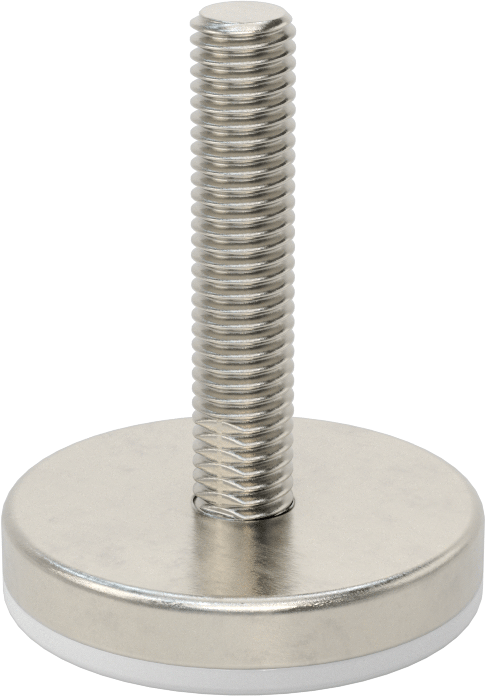 Naylon Yastıklı 303 Paslanmaz Çelik Sert Seviyeleme Montaj Parçası, 2“ Uzunlukta 1/2”-13 Dişli Saplama, 2-3/8 inç Taban Çapı