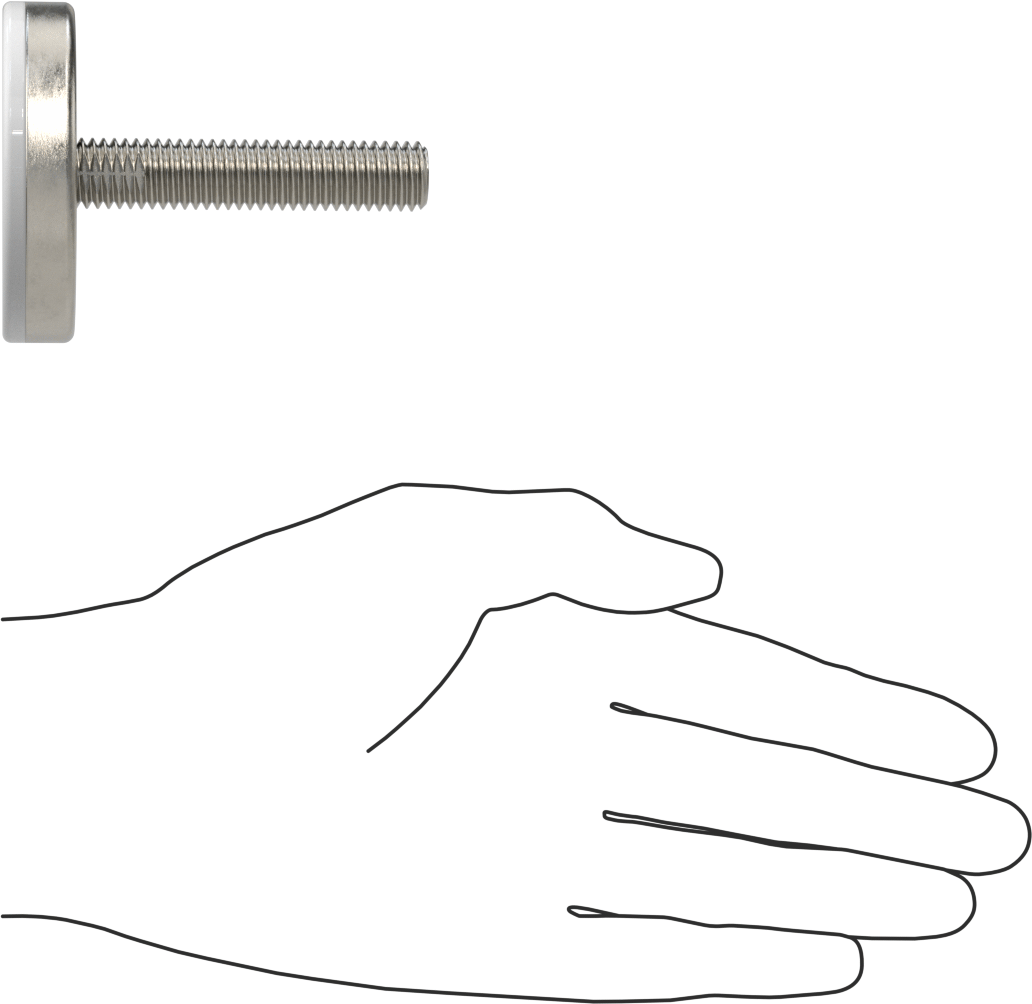 Naylon Yastıklı 303 Paslanmaz Çelik Sert Seviyeleme Montaj Parçası, 2“ Uzunlukta 1/2”-13 Dişli Saplama, 2-3/8 inç Taban Çapı