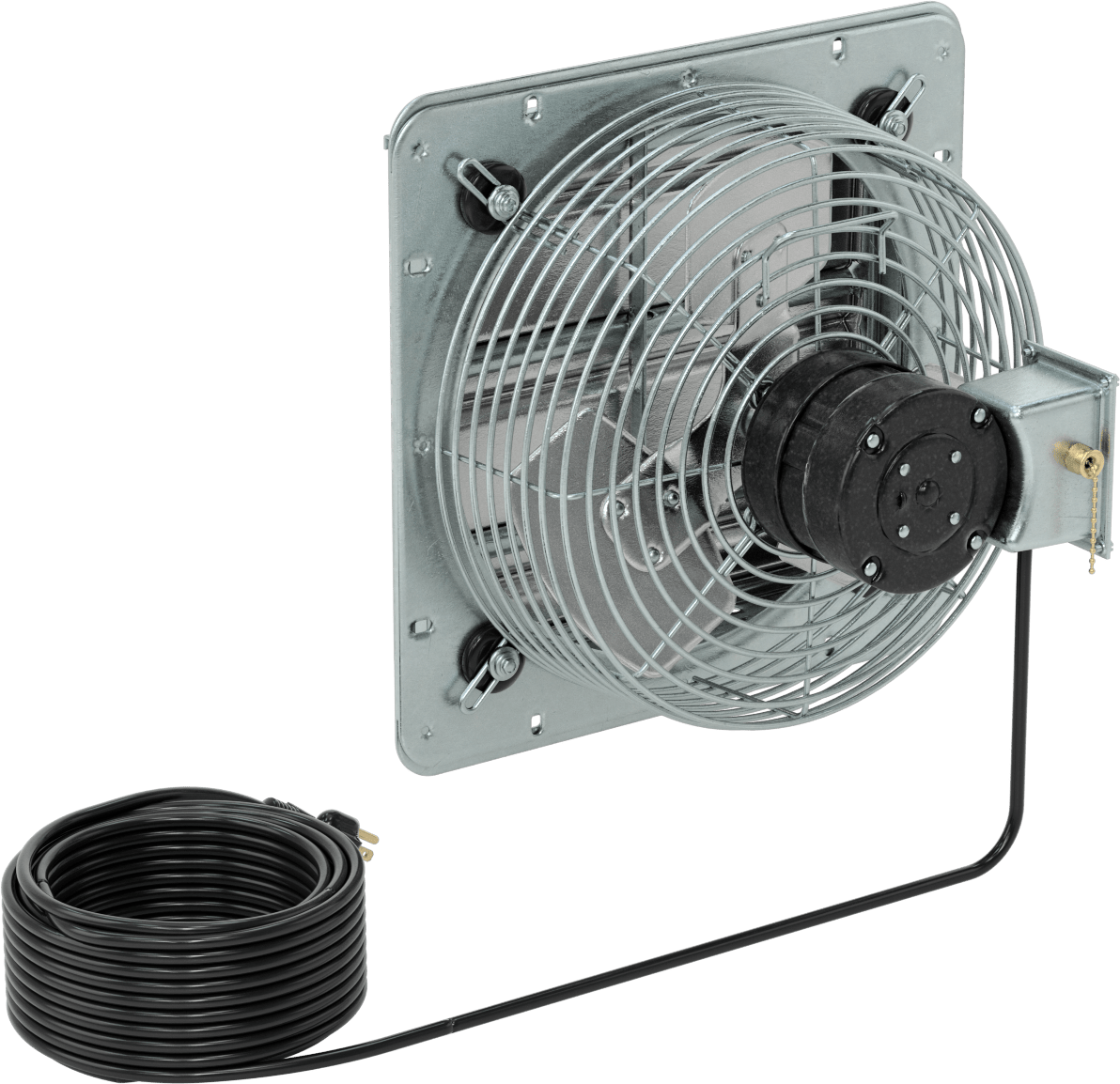 Hafif Hizmet Tipi Doğrudan Tahrikli Duvara Monte Egzoz Fanı, Panjurlu, 120V AC, Üç Uçlu Fiş, 12" Bıçak Çapı