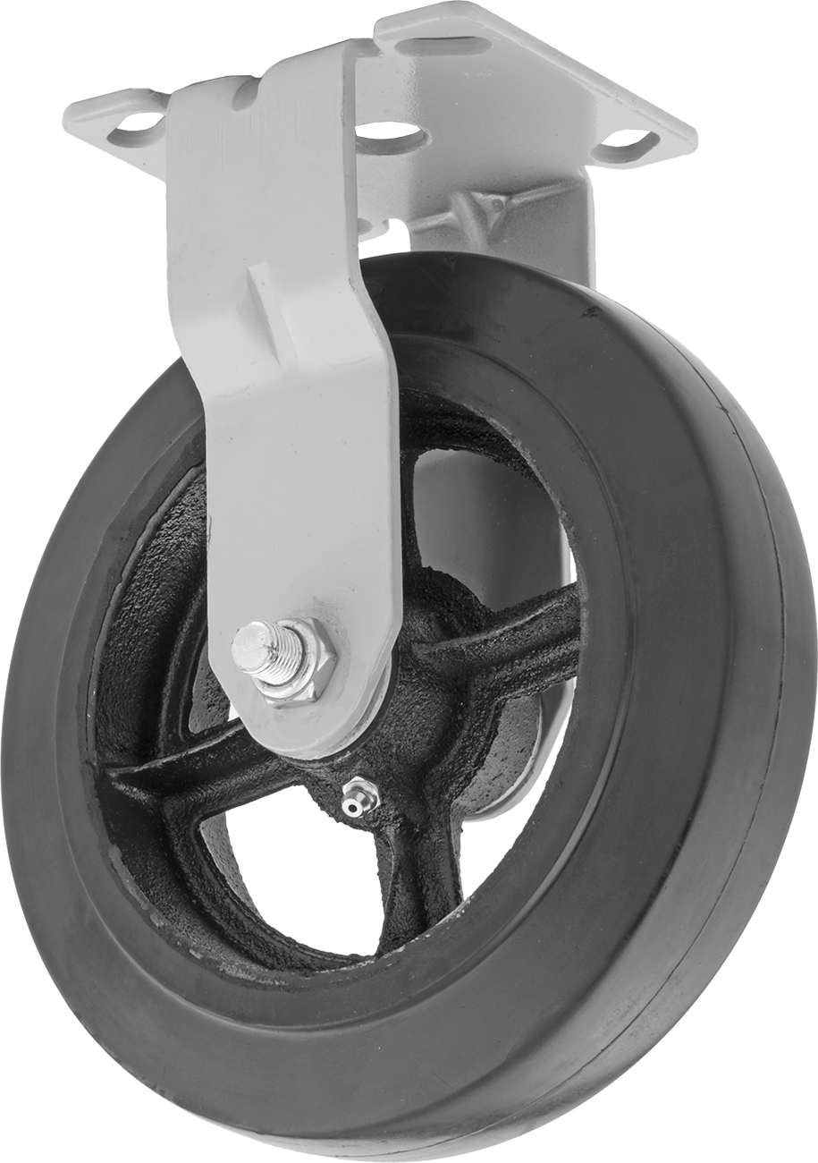 Ekonomik Mauler Tekerlek, 4-1/2 inç x 4 inç montaj plakası ile, Rigid, 8" Çaplı Kauçuk Tekerlek