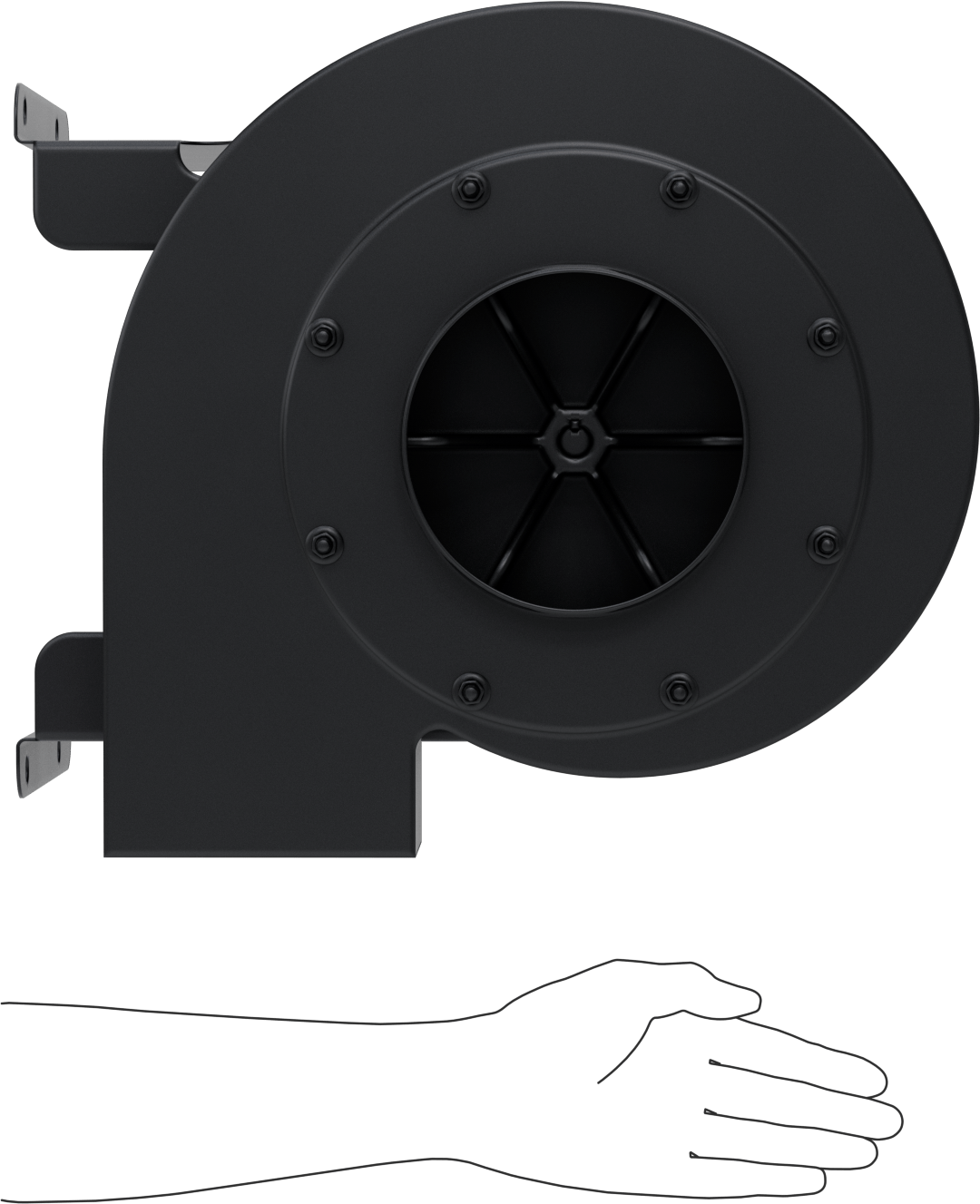Yüksek Çıkışlı Üfleyici, Dikdörtgen Priz, Kapalı, 120/230V AC, 3/4 hp