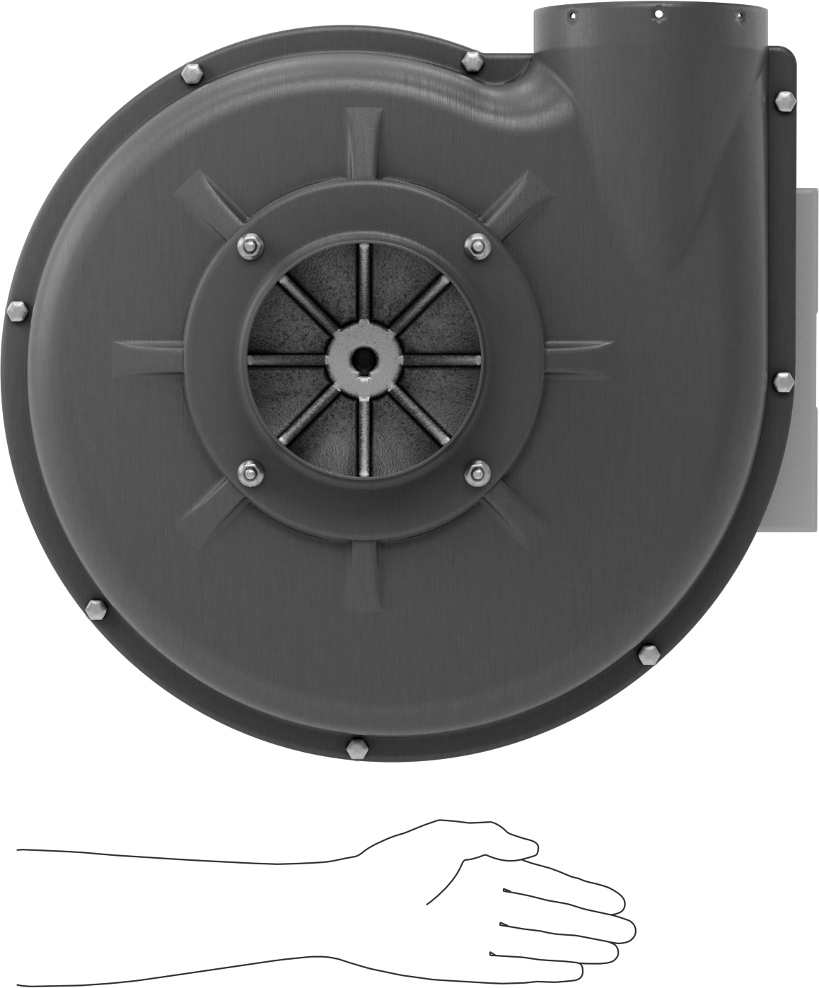 Yüksek Çıkışlı Üfleyici, Yuvarlak Çıkış, Tamamen Kapalı, 120/230V AC, 1 hp