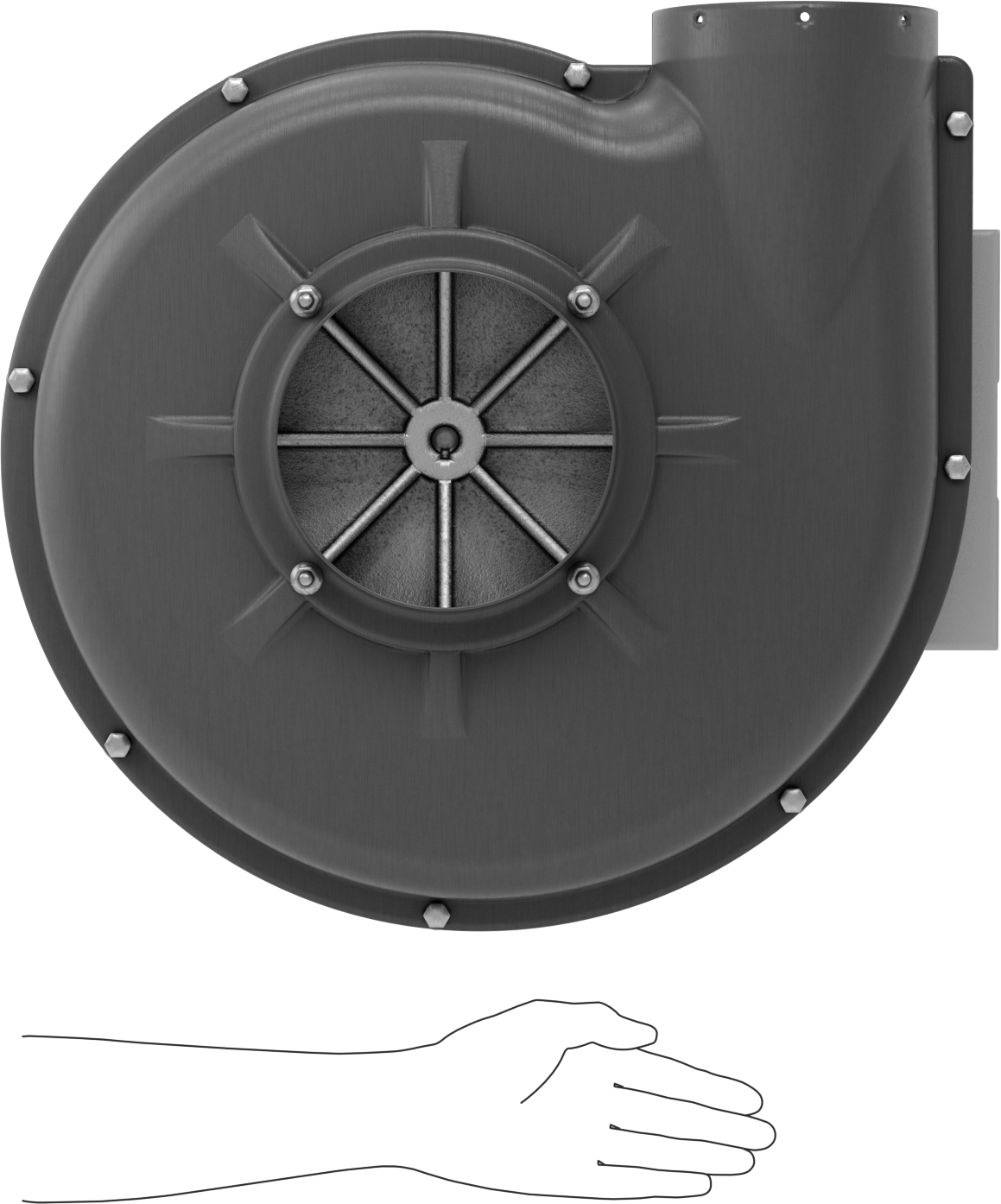 Yüksek Çıkışlı Üfleyici, Yuvarlak Çıkış, Tamamen Kapalı, 230/460V AC, 2 hp