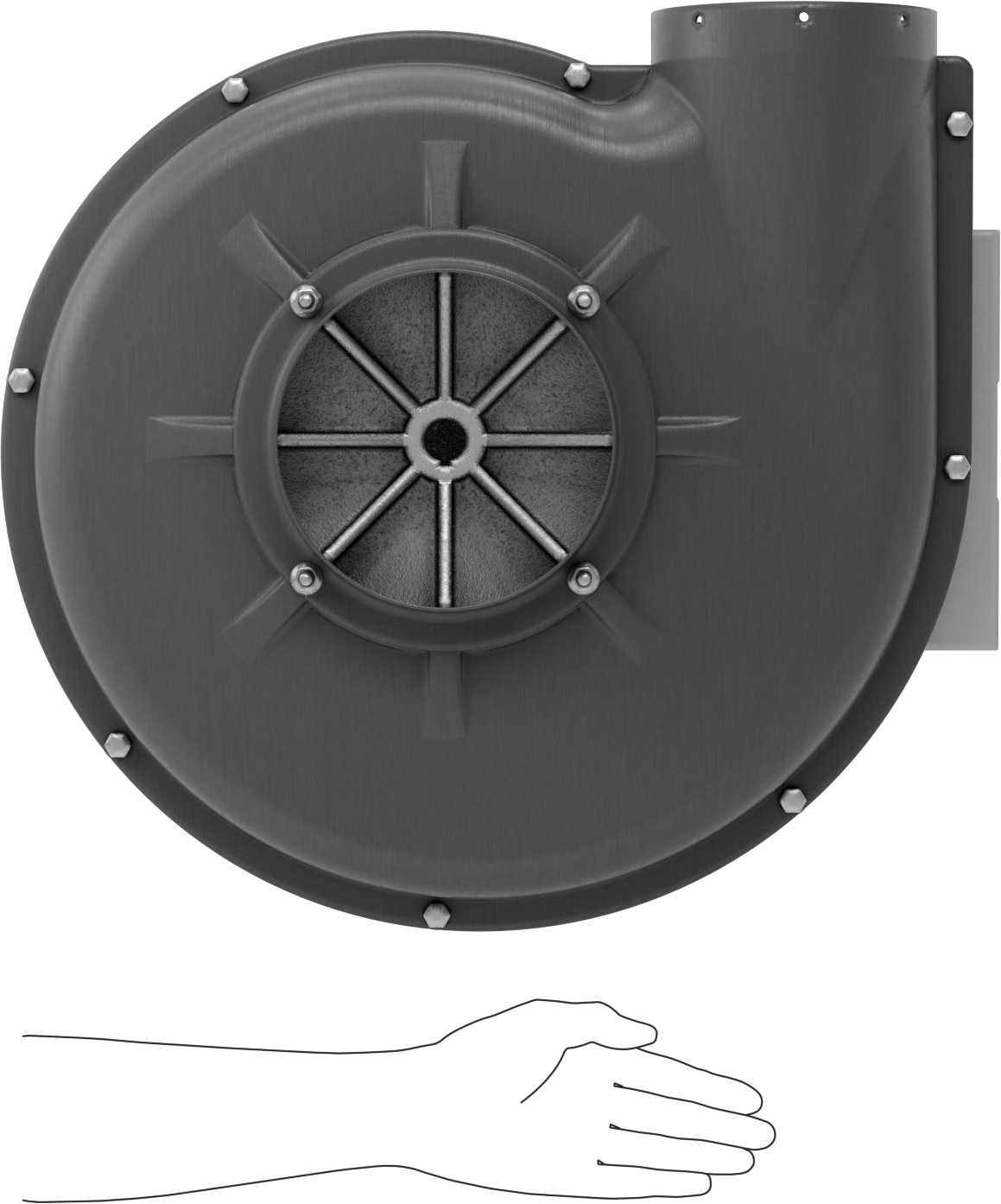 Yüksek Çıkışlı Üfleyici, Yuvarlak Çıkış, Tamamen Kapalı Motor, 230V AC, 3 hp