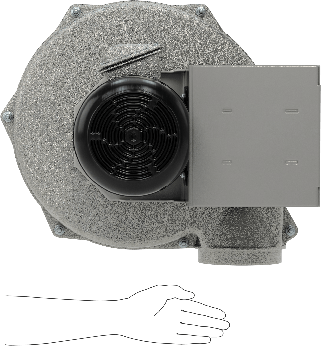 Yüksek Çıkışlı Kıvılcım Dayanıklı Üfleyici, 230/460V AC, 1090 CFM @ 3 inç Su