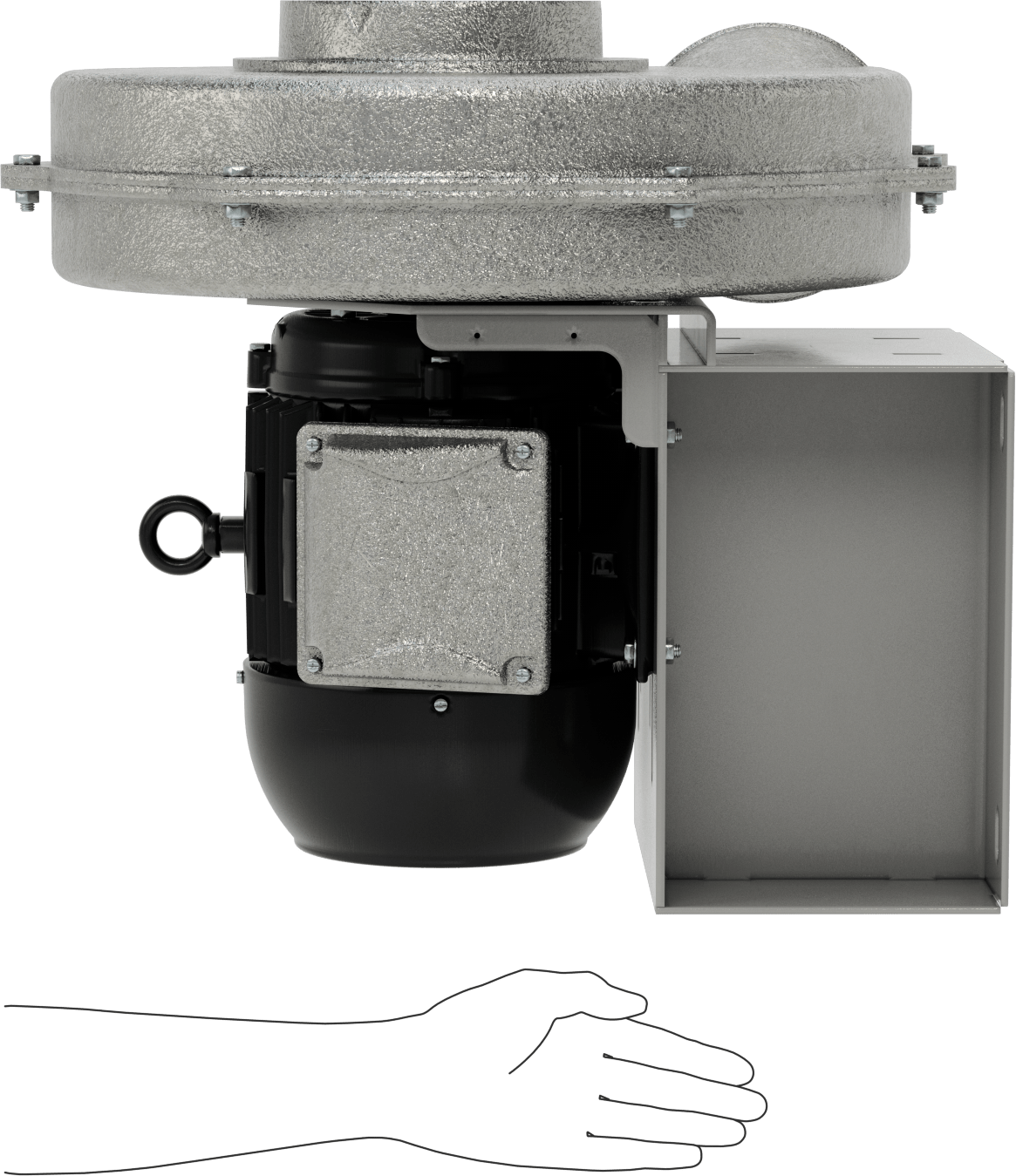 Yüksek Çıkışlı Kıvılcım Dayanıklı Üfleyici, 230/460V AC, 3 inç su basıncında 1400 CFM
