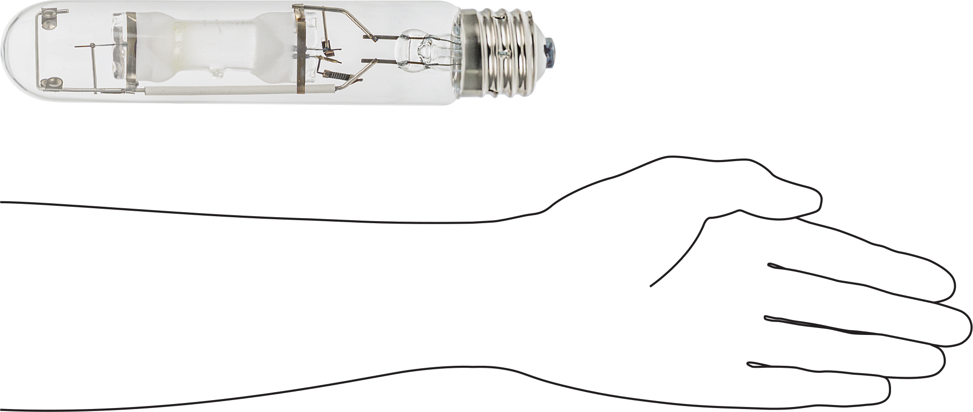 Metal Halide Ampul, T15 Boru Şeklinde, E39 Mogul Tabanı, 400W, 4000K, 36000 Lumens