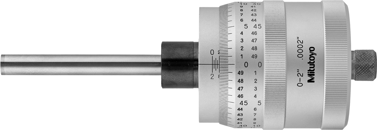 Mitutoyo Mikrometre Kafası, Model Numarası 197-201, Dönmeyen Mil, 0“ ila 2” Aralık