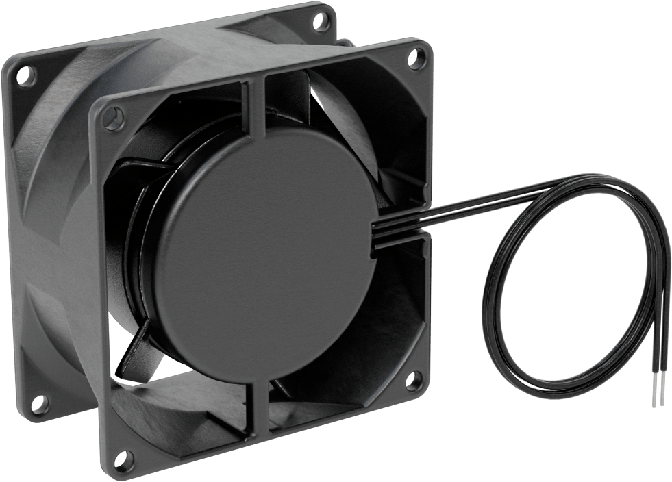 Ekipman Soğutma Fanı, 115V AC, Tel Uçları, 3,15" Kare, 35 CFM Hava Akışı
