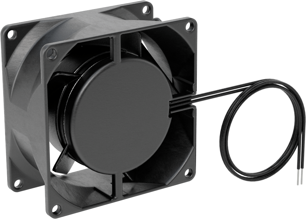 Ekipman Soğutma Fanı, 230V AC, Tel Uçları, 3,15" Kare, 36 CFM Hava Akışı