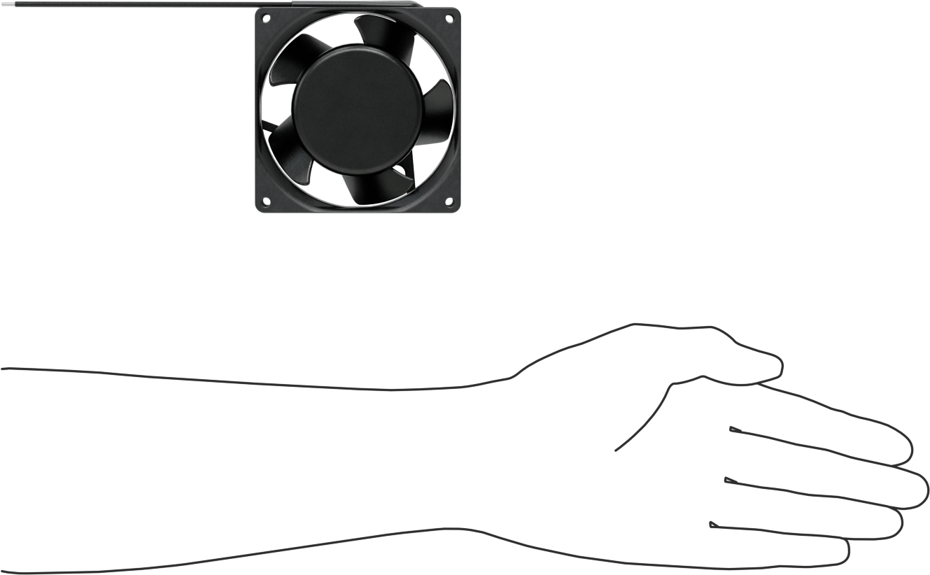 Ekipman Soğutma Fanı, 230V AC, Tel Uçları, 3,62 inç Kare, 40 CFM Hava Akışı