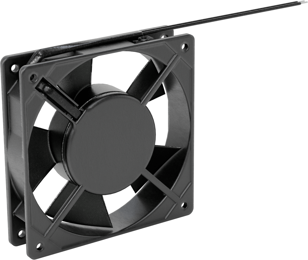 Ekipman Soğutma Fanı, 120V AC, Tel Uçları, 4,69 inç Kare, 64 CFM Hava Akışı