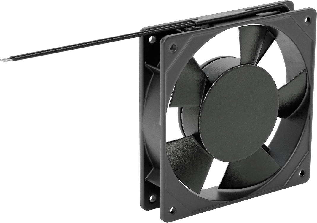 Ekipman Soğutma Fanı, 120V AC, Tel Uçları, 4,69 inç Kare, 64 CFM Hava Akışı