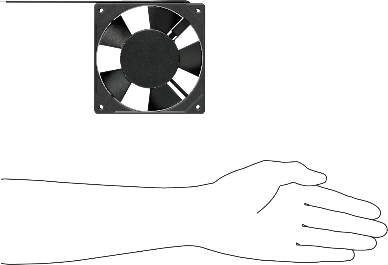 Ekipman Soğutma Fanı, 120V AC, Tel Uçları, 4,69 inç Kare, 64 CFM Hava Akışı