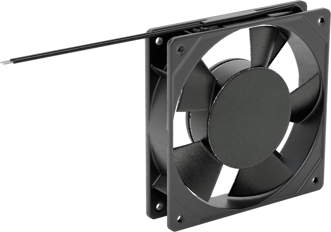 Ekipman Soğutma Fanı, 230V AC, Tel Uçları, 4,69 inç Kare, 64 CFM Hava Akışı