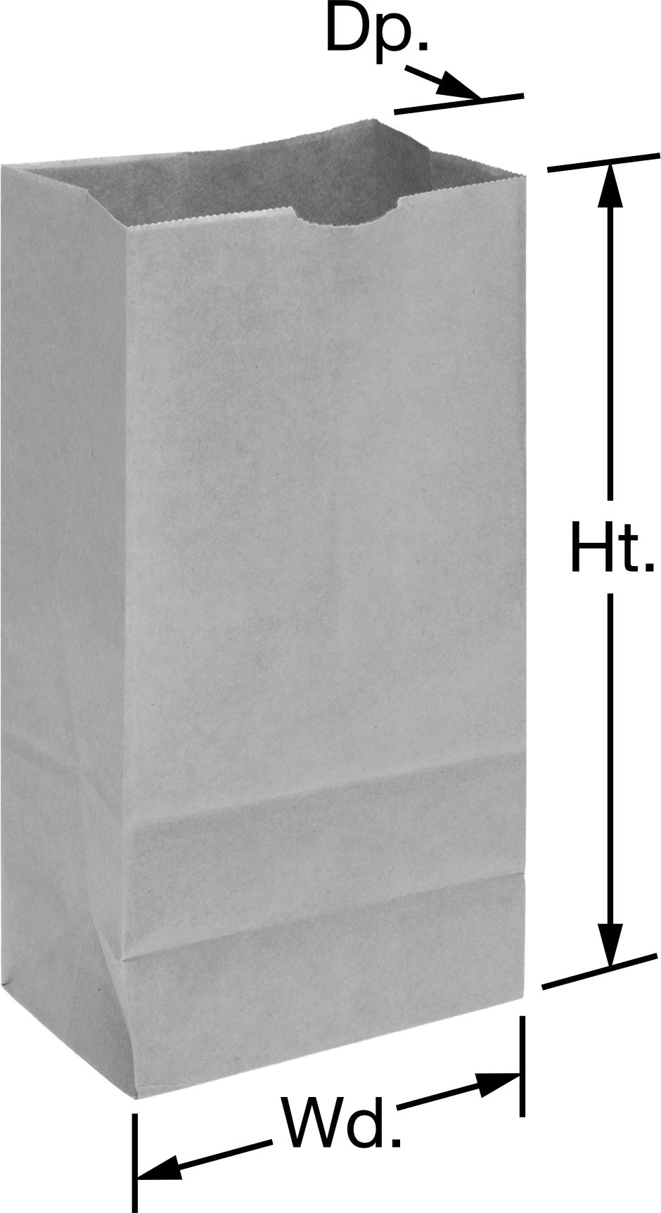 Düz Tabanlı Kağıt Torbalar, 6 inç Genişlik x 12 inç Yükseklik x 4 inç Derinlik