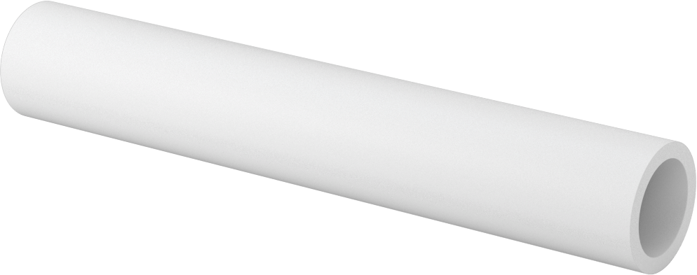 Beyaz Delrin® Asetal Reçine Tüp, Sıkı Tolerans, 1" OD x 3/4" ID, 6 inç Uzunluk